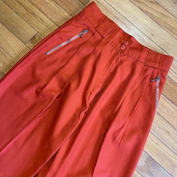 Vintage 90s Together! Orange Pleated Pants - Picture 1 of 6